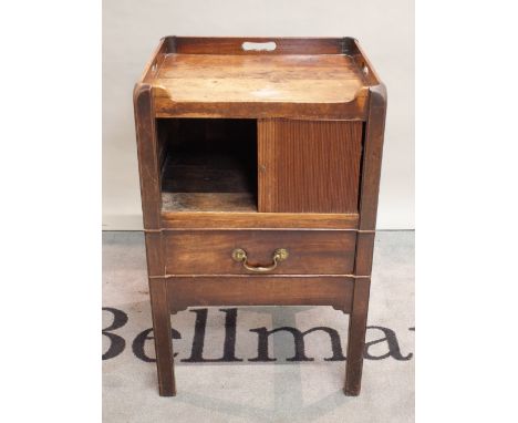 A George III mahogany tray top commode, 48cm wide x 76cm high. 