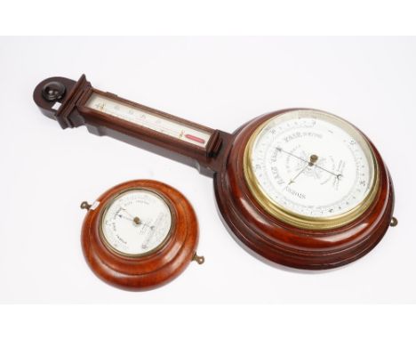 A Victorian mahogany cased wheel barometer, the white enamel dial signed D.McGregor &amp; Co, 73cm high, together with a circ