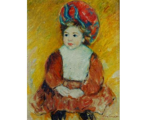 Studio of Miguel Canals (20th Century), After Mary Cassatt, Portrait of a child, stamped Studio M Canals (verso), oil on canv
