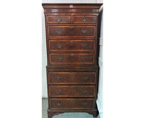 A George III style mahogany chest-on-chest with two short over six long drawers on bracket feet, 72cm wide x 155cm high. 