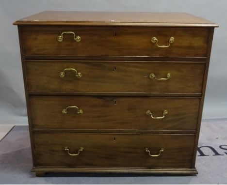 A George III mahogany chest of four long graduated drawers on bracket feet (A.F), 91cm wide x 90cm high. 