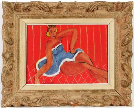 HENRI MATISSE, Rouge Danseuse Assise, off set lithograph, signed in the plate, French vintage frame, 20cm x 27cm. (Subject to