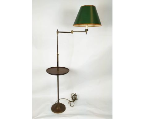 STANDARD LAMP, 19th century style brass, articulated and extending with shade, Besselink and Jones, 166cm H (extended). 
