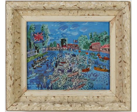 RAOUL DUFY, "Regates" , signed in the plate, off set lithograph, French vintage frame, 20.5cm x 24.5cm. (Subject to ARR - see