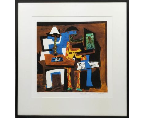 PABLO PICASSO, 'Trois Musiciens', giclee lithograph, signed in pencil, 'Collection Domaine Picasso' and numbered 201/500, fra