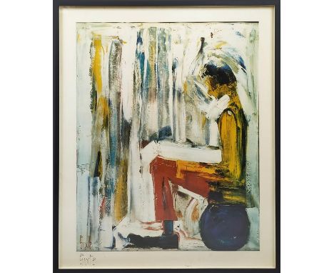SIXTE BLASCO BRUGUERAS (Cuban 1926-1996), 'Seated Figure', lithograph, 76cm x 63cm, framed. 
