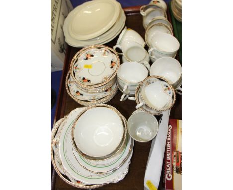 Two Grindley "Cream Petal" pattern tureens, a number of Melba teacups, Roslyn teacups and saucers and other items 