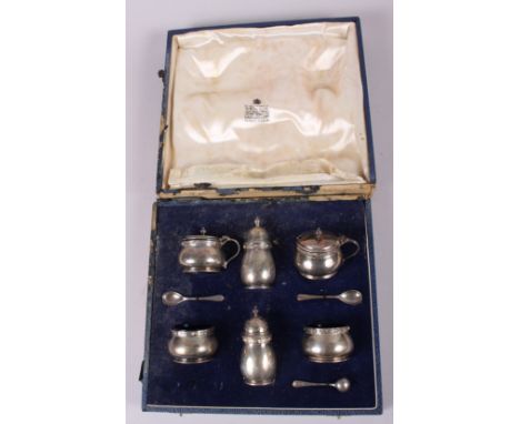 A Garrard &amp; Co six-piece silver cruet set, in fitted case, 7.7oz troy approx 