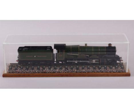 A Bassett Lowke? O gauge scale model of GWR 6009 "King Charles II" locomotive and tender, in acrylic case, locomotive and ten