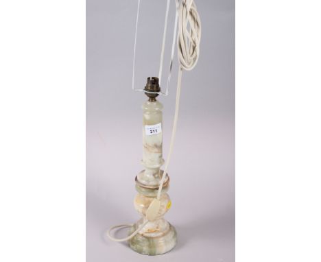 An onyx table lamp, 13" high 