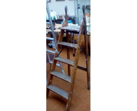 Vintage set of wooden step ladders 