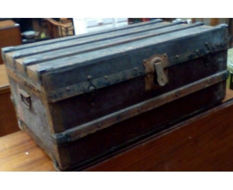 Vintage wooden bound trunk