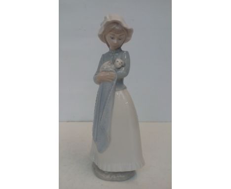 Nao figure of a girl with puppy, height 26cm