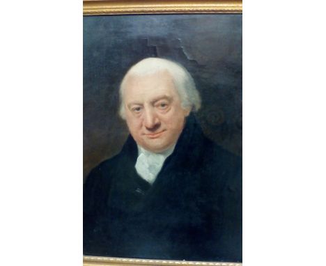 Framed oil on canvas portrait, Reverend Ed Willes Newbold, Lemington, Warwickshire aged 71, canvas 74cm x 60cm 