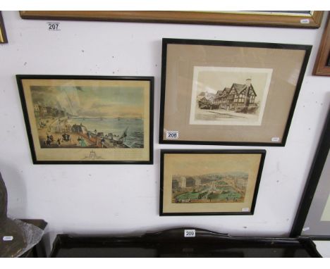 3 pictures - 1 etching & 2 coloured plates