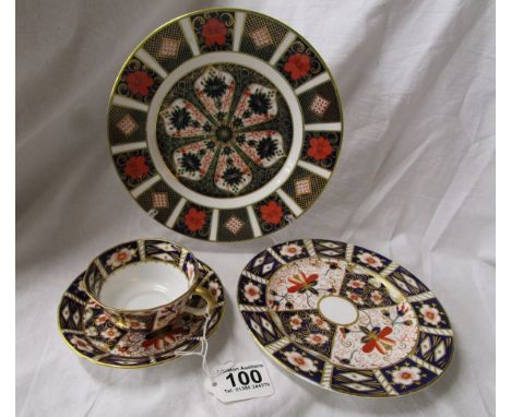 Royal Crown Derby Imari trio & side plate