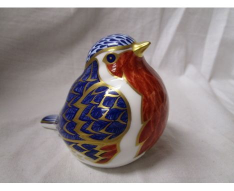 Royal Crown Derby paperweight 'Robin' - gold stopper