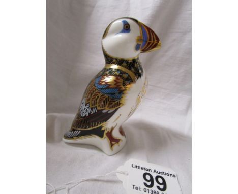 Royal Crown Derby paperweight 'Puffin' - gold stopper