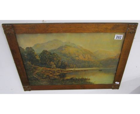 Print in good oak frame - Lake scene by Roy Gregory