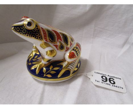 Royal Crown Derby paperweight 'Frog' - gold stopper