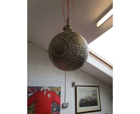 Metal globe light fitting