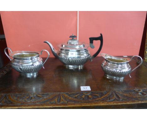 A silver plated three piece tea service