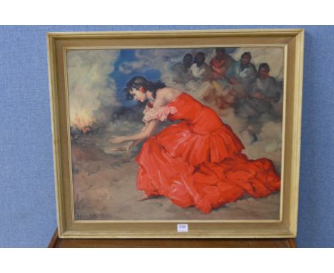 A Flamenco dancer print, framed