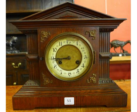 A 19th Century German Junghans oak architectural cased mantel clock