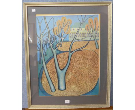 A Karel Chaba print, The Belvedere, Prague Castle, 1977, framed