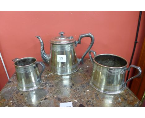 A silver plated three piece tea service