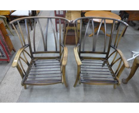 Two Ercol style armchairs