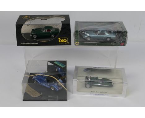 Vitesse - Spark - Ixo - 4 x British sports cars in 1:43 scale, a 1935 Morgan Super Sports # S3148, a Lotus Elan Plus 2 # S222