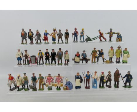 Britains - Johillco - 40 x unboxed figures including Farmer # 501, Farmer's Wife # 502, Milkmaid # 531, Landgirl # 535, Man &