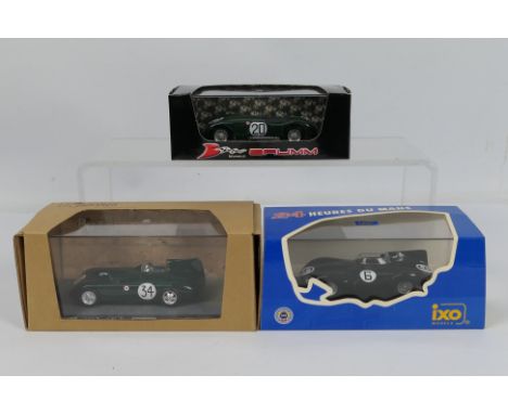 Ixo - Bizarre - Brumm - 3 x boxed British racing cars in 1:43 scale, 1951 Jaguar C Type Le Mans # R356, 1955 Jaguar D Type Le