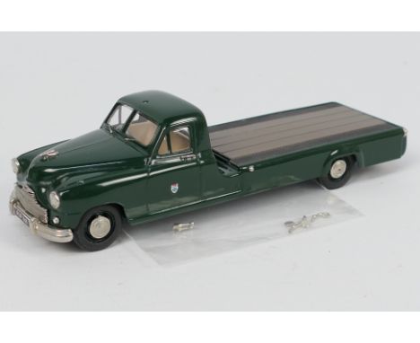 Kenna Models - A boxed limited edition hand built white metal model Standard Vanguard Racing Car Transporter in green in 1:43