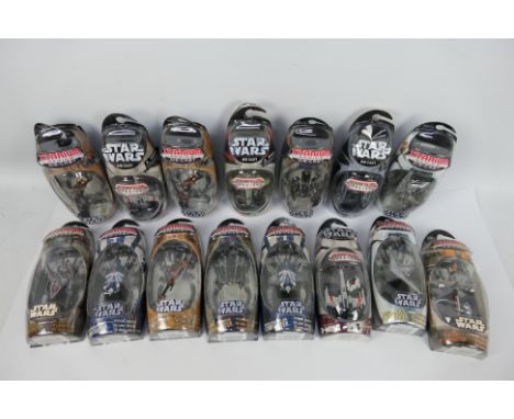 Star Wars - Titanium Series - Hasbro - Galoob. A selection of Fifteen carded, diecast models appearing in Excellent condition