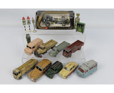 Dinky - Corgi - Gilco - Britains - 10 x vehicles plus accessories including Singer Gazelle # 168, Standard Atlas Bus # 295, D
