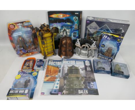 Dr Who - Character Online - BBC - A group of Dr.Who related collectable action figures, a model, and games. Lot includes thre