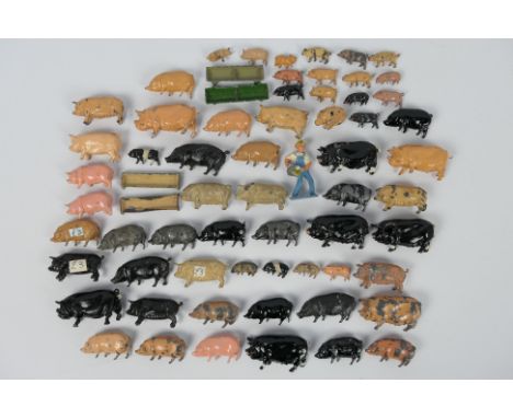 Britains - Johillco - A collection of 60 x unboxed Pig and Piglet models and some accessories in various colours. They show s