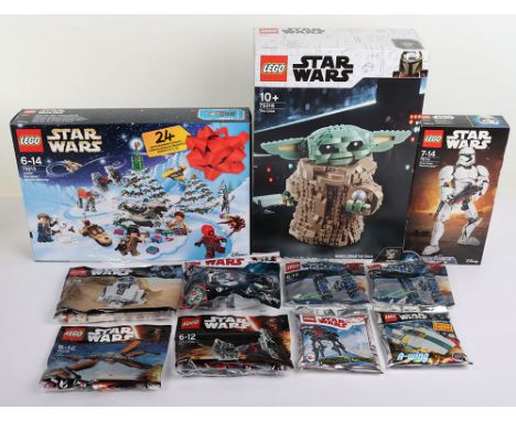 Eleven Star Wars Lego Sets new in box and packets. Including The Child 75318, First Order Stormtrooper 75114, Advent Calendar