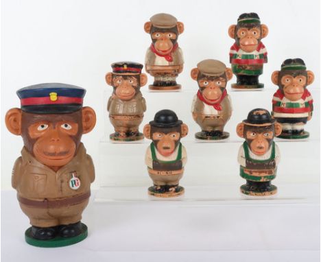Quantity of Vintage PG Tips Egg Cups Chimps. Including Large Sergeant Chimp and various Chimp Egg Cups. Some major paint loss