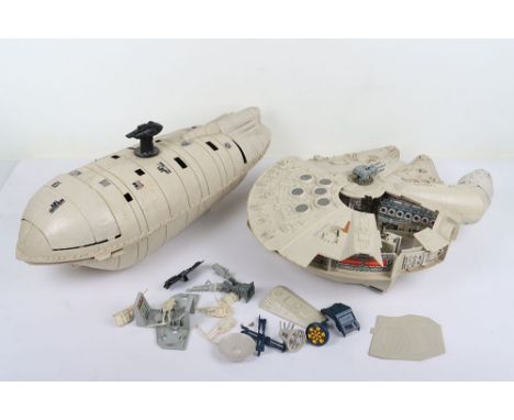 Two Vintage Star Wars Vehicles Kenner. Including Near complete Millenium Falcon missing jedi training ball and arm does have 