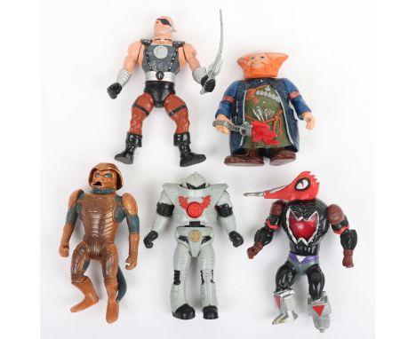 Five Vintage Masters of the Universe Action Figures Mattel. Including Mosquitor, Saurod, Horde Trooper, Blade and Gwilder. Go