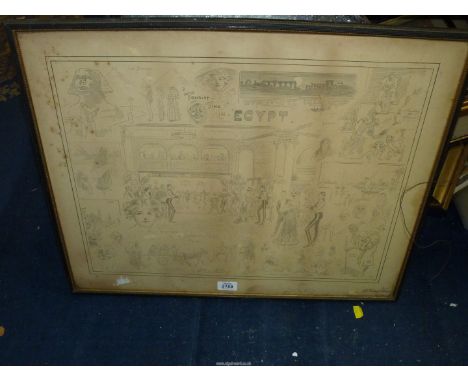 'Tourist Time in Egypt' a cartoon print signed lower right A.G. Gordon Fraser.