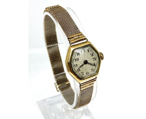 A 9 carat gold ladies dress watch, circa 1930, with a Marlys Watch Factories, Swiss made 15 jewel movement, inscribed Peak Pr