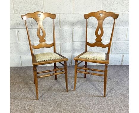 A pair of provincial George III style dining chairs; together with a small vintage firescreen, inset with an embroidered pane