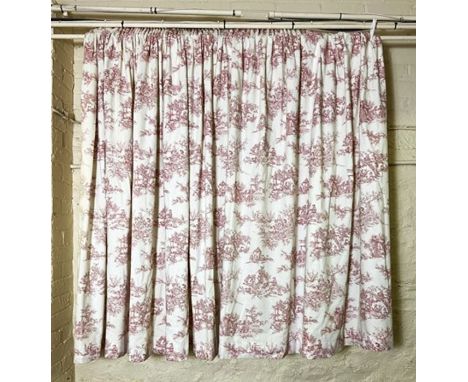 Two pairs of curtains, with French style rural print repeat pattern, 315cm wide by 150cm drop&nbsp;