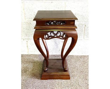 A Chinese hongmu style fishbowl stand, 20th century; together with a Victorian style mahogany occasional table, with moulded 