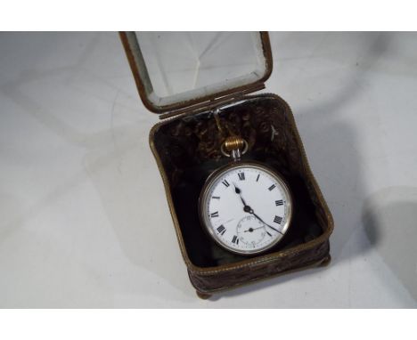 An early 20th century silver cased pocket watch, Swiss stem wind movement, white enamel dial with Roman numerals and subsidia