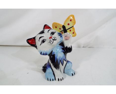 Lorna Bailey - a ceramic cat entitled butterfly, Est £20 - £30 